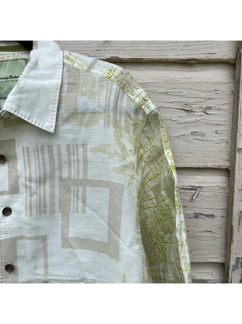 Tommy Bahama Island Estate Linen Beachy Vacation Geometric Buttondown Shirt L - Picture 3 of 12